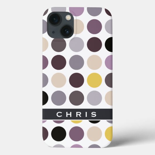 Moderne violette gelbe Punkte Muster Monogramm Case-Mate iPhone Hülle (Rückseite)