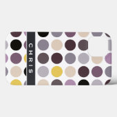 Moderne violette gelbe Punkte Muster Monogramm Case-Mate iPhone Hülle (Rückseite (Horizontal))