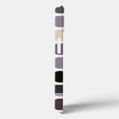 Moderne violette gelbe Punkte Muster Monogramm Case-Mate iPhone Hülle (Rückseite / Rechts)