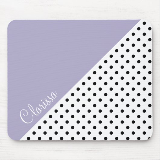 Moderne violette geometrische Retro-Polka-Punktmus Mousepad (Vorne)
