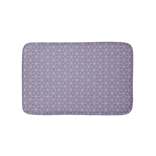 Moderne violette geometrische Würfelmuster Badematte (Vorderseite)