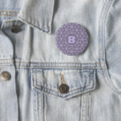 Moderne violette geometrische Würfelmuster-Monogra Button (Beispiel)
