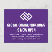 Moderne violette Geschäftseröffnungs-Werbung Postkarte (Vorderseite)