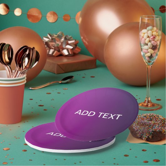 Moderne violette Gradient-Ombre & editierbarer wei Pappteller (Multi)