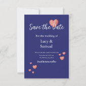 Moderne violette Herz-Save-the-Date-Karte Save The Date (Vorderseite)