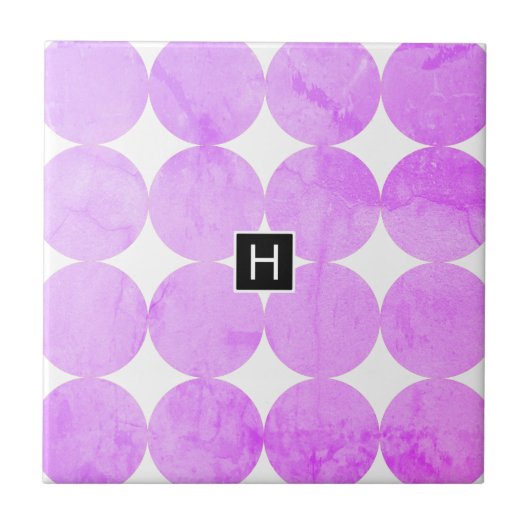 Moderne violette Kreise | Monogramm Fliese (Vorderseite)