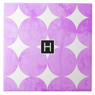 Moderne violette Kreise   Monogramm Fliese
