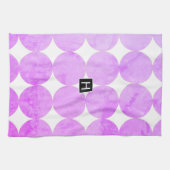 Moderne violette Kreise | Monogramm Geschirrtuch (Horizontal)