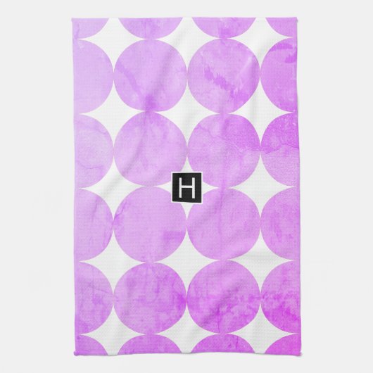 Moderne violette Kreise | Monogramm Geschirrtuch (Vertikal)
