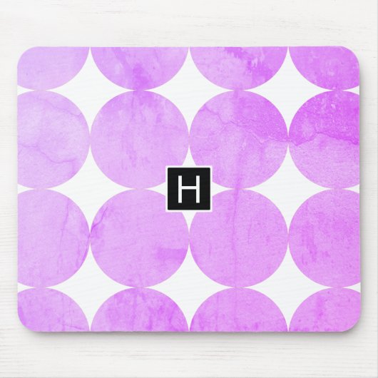 Moderne violette Kreise | Monogramm Mousepad (Vorne)