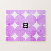 Moderne violette Kreise | Monogramm Puzzle (Horizontal)