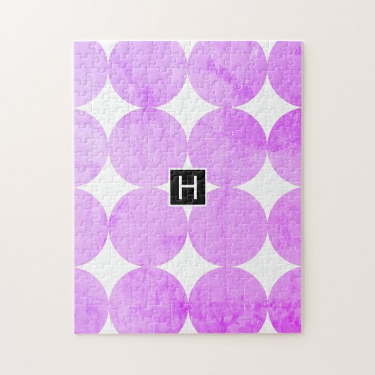 Moderne violette Kreise | Monogramm Puzzle (Vertikal)