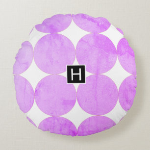 Moderne violette Kreise Monogramm Rundes Kissen
