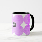Moderne violette Kreise | Monogramm Tasse (VorderseiteRechts)