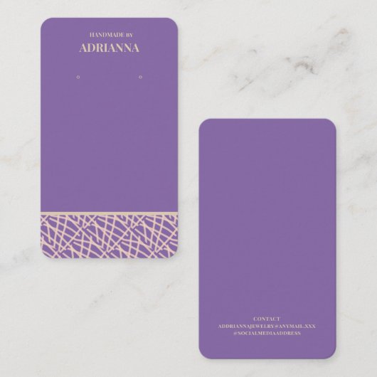 Moderne violette Ohrring-Display-Karte Visitenkarte (Vorne/Hinten)