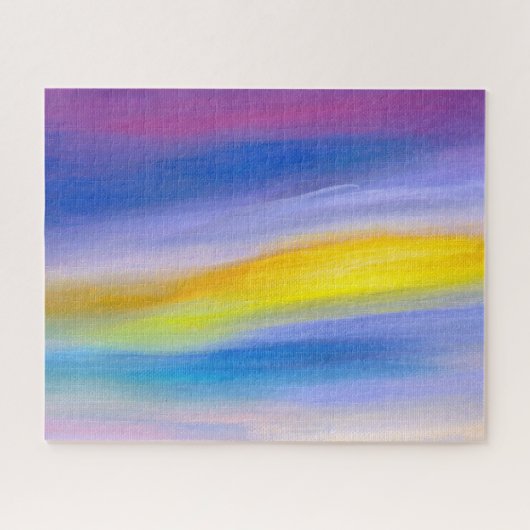 Moderne Violette und Goldene Strahlen-Abstrakte Ku Puzzle (Horizontal)