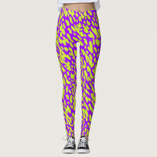 Moderne violette und grüne Tierdruck-Punkt-Muster  Leggings