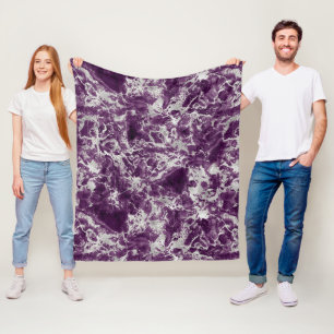 Moderne violette und silberne Marmor-Optik Fleecedecke