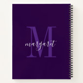 Moderne violette und weiße Monogramm-Name Spiralbl Notizblock (Rückseite)