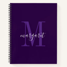Moderne violette und weiße Monogramm-Name Spiralbl Notizblock