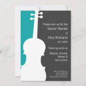 Moderne Violine / Viola Einladung - Blau (Vorderseite)