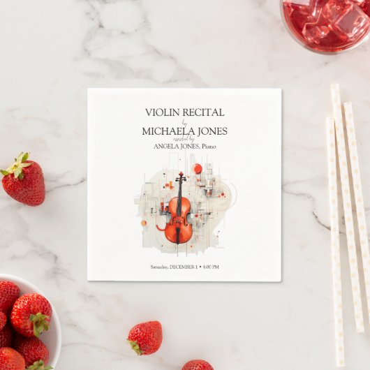 Moderne Violinmusik Erwägung Elegantes Konzert Serviette (Beispiel)