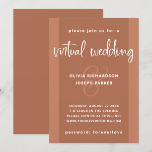 Moderne virtuelle Hochzeit   Kupfer farbig und wei Einladung