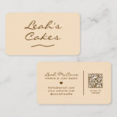 Moderne Visitenkarte der Beige Bakery mit QR-Code (Vorne/Hinten)
