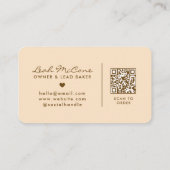 Moderne Visitenkarte der Beige Bakery mit QR-Code (Rückseite)