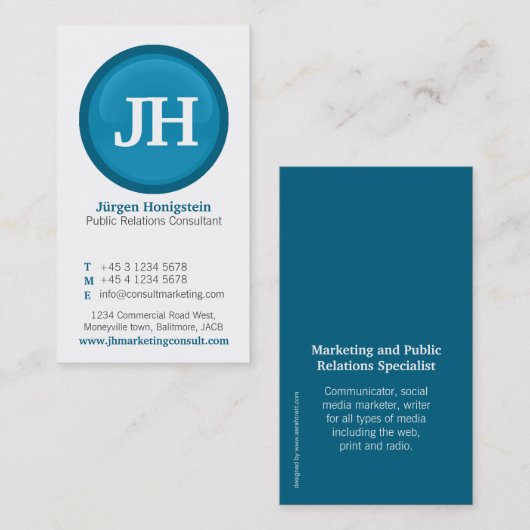 Moderne Visitenkarte des blauen u. weißen (Vorne/Hinten)