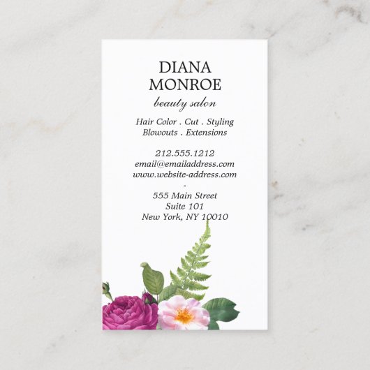 Moderne Visitenkarte für den Blumensalon (Rückseite)