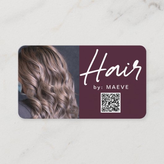 Moderne Visitenkarte für den Haarstyling mit QR-Co (Vorderseite)