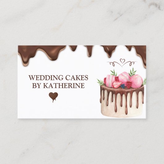 Moderne Visitenkarte für Hochzeitstorte (Vorderseite)