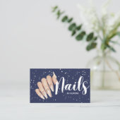 Moderne Visitenkarte für Nageltechniker in Navy Bl (Stehend Vorderseite)