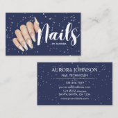 Moderne Visitenkarte für Nageltechniker in Navy Bl (Vorne/Hinten)
