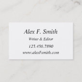 Moderne Visitenkarte für schriftlichen Herausgeber (Rückseite)