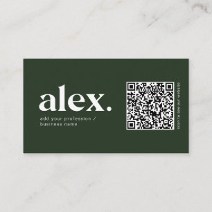 Moderne Visitenkarte mit dunkelgrünem QR-Code-Logo