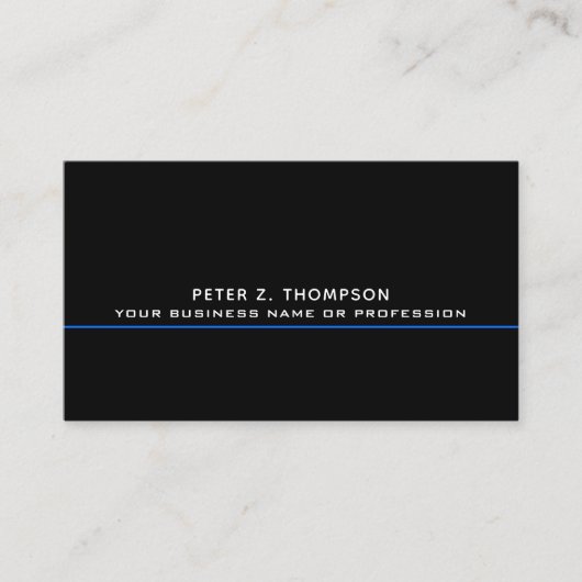 Moderne Visitenkarte mit dünn blauer Linie in schw (Vorderseite)