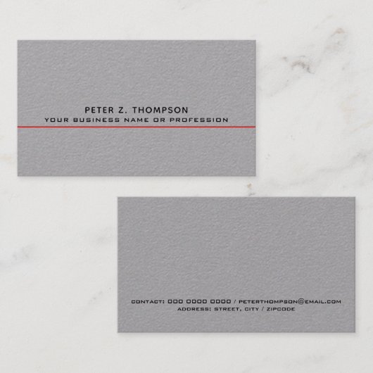 moderne Visitenkarte mit dünner roter Linie auf gr (Vorne/Hinten)