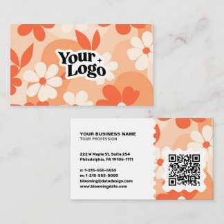 Moderne Visitenkarte mit floralem Muster – QR-Code