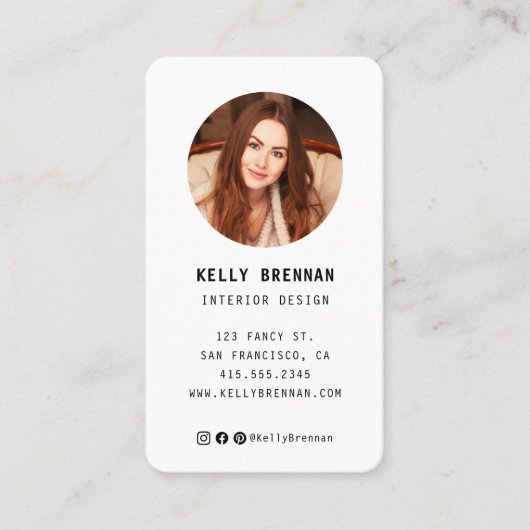 Moderne Visitenkarte mit Foto und Social Media (Vorderseite)