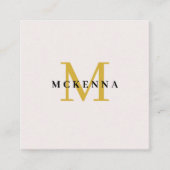 Moderne Visitenkarte mit QR-Code in Ecru und Gold (Vorderseite)
