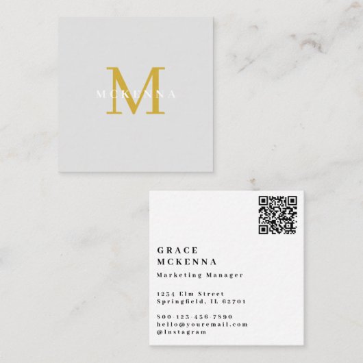 Moderne Visitenkarte mit QR-Code in Hellgrau (Vorne/Hinten)