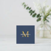 Moderne Visitenkarte mit QR-Code in Navyblau und G (Stehend Vorderseite)