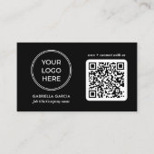 Moderne Visitenkarte mit schwarzem QR-Code-Logo (Vorderseite)