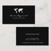 moderne Visitenkarte mit weißer Weltkarte auf schw (Vorne/Hinten)