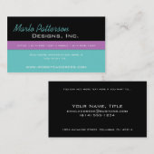 Moderne Visitenkarte:: Schwarzes, Türkis u. Lila Visitenkarte (Vorne/Hinten)