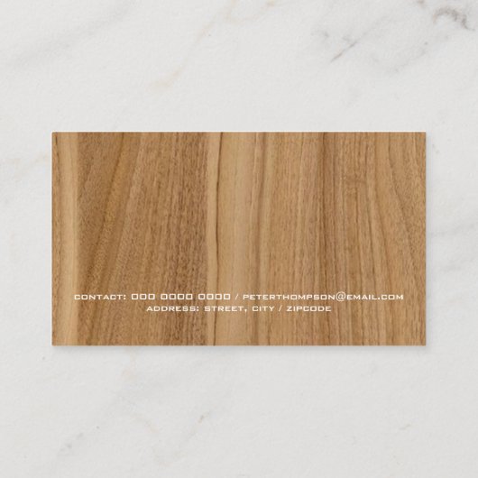 moderne Visitenkarte zur Simulation von Holzkorn (Rückseite)