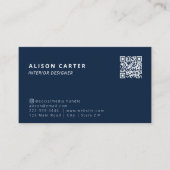 Moderne Visitenkarten | Dunkelblau | QR-Code | Log Visitenkarte (Vorderseite)
