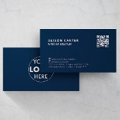 Moderne Visitenkarten | Dunkelblau | QR-Code | Log Visitenkarte